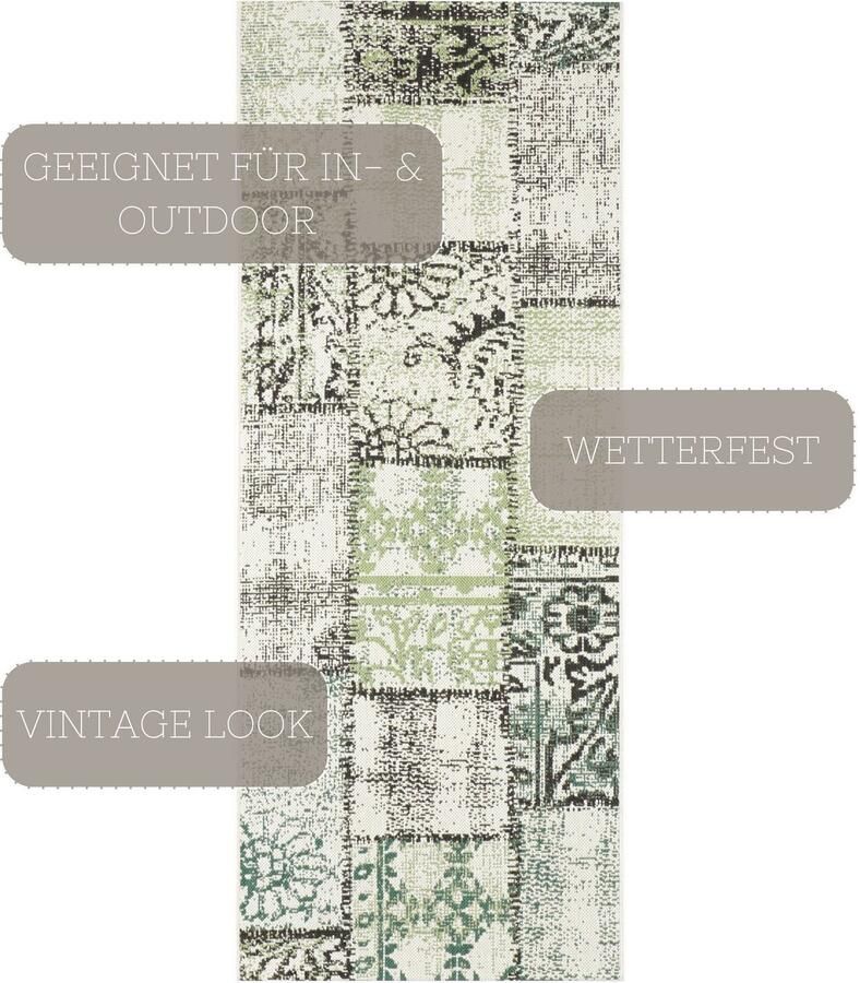 NORTHRUGS Vloerkleed Symi Binnen- en buitengebruik kortpolig loper vintage woonkamer buitenruimte