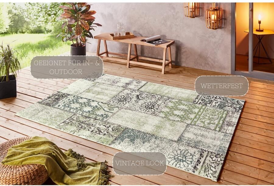 NORTHRUGS Vloerkleed Symi Binnen- en buitengebruik kortpolig loper vintage woonkamer buitenruimte - Foto 3