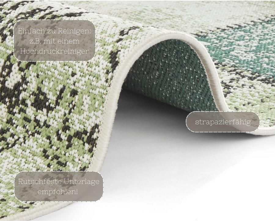 NORTHRUGS Vloerkleed Symi Binnen- en buitengebruik kortpolig loper vintage woonkamer buitenruimte - Foto 2