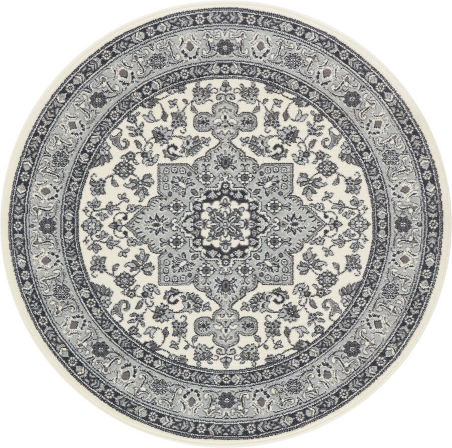 Tapeso Perzisch tapijt rond Parun Täbriz crème grijs 160 cm rond - Foto 3