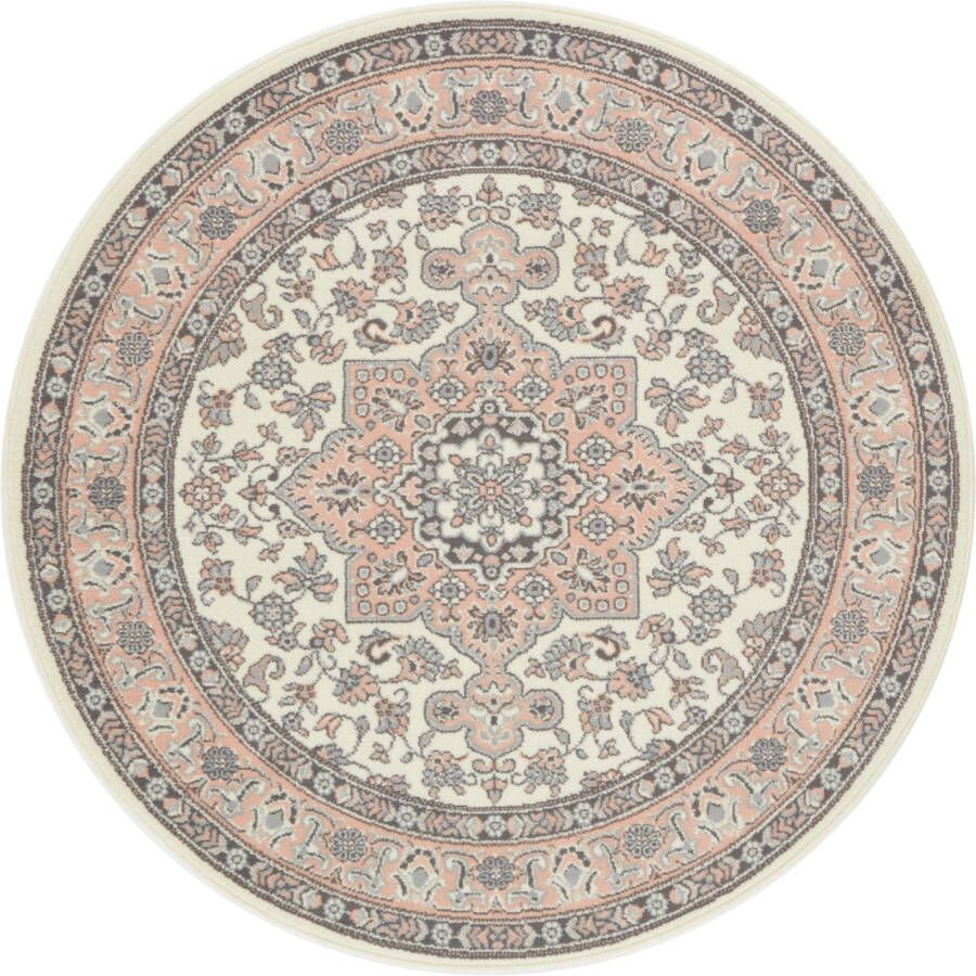 Tapeso Perzisch tapijt rond Parun Täbriz- crème roze 160 cm rond - Foto 3