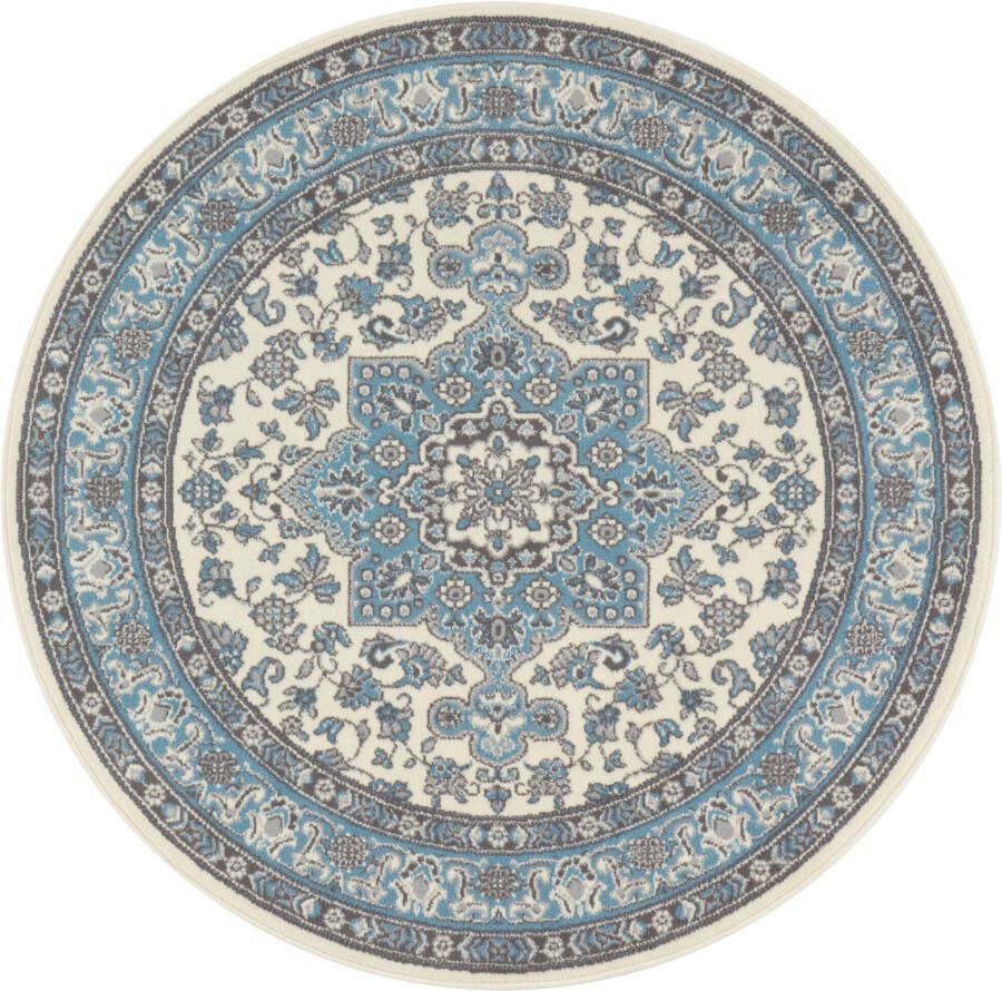 Tapeso Perzisch tapijt rond Parun Täbriz- crème blauw 160 cm rond - Foto 4