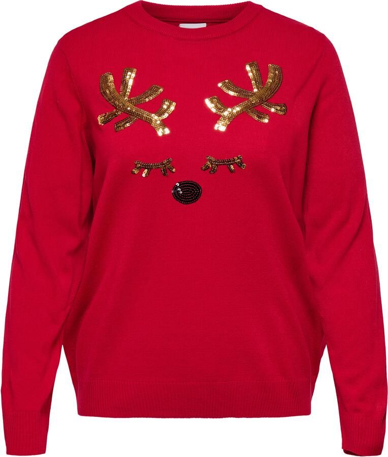 ONLY CARMAKOMA Kersttrui CARXMAS SHINE LS ONECK KNT