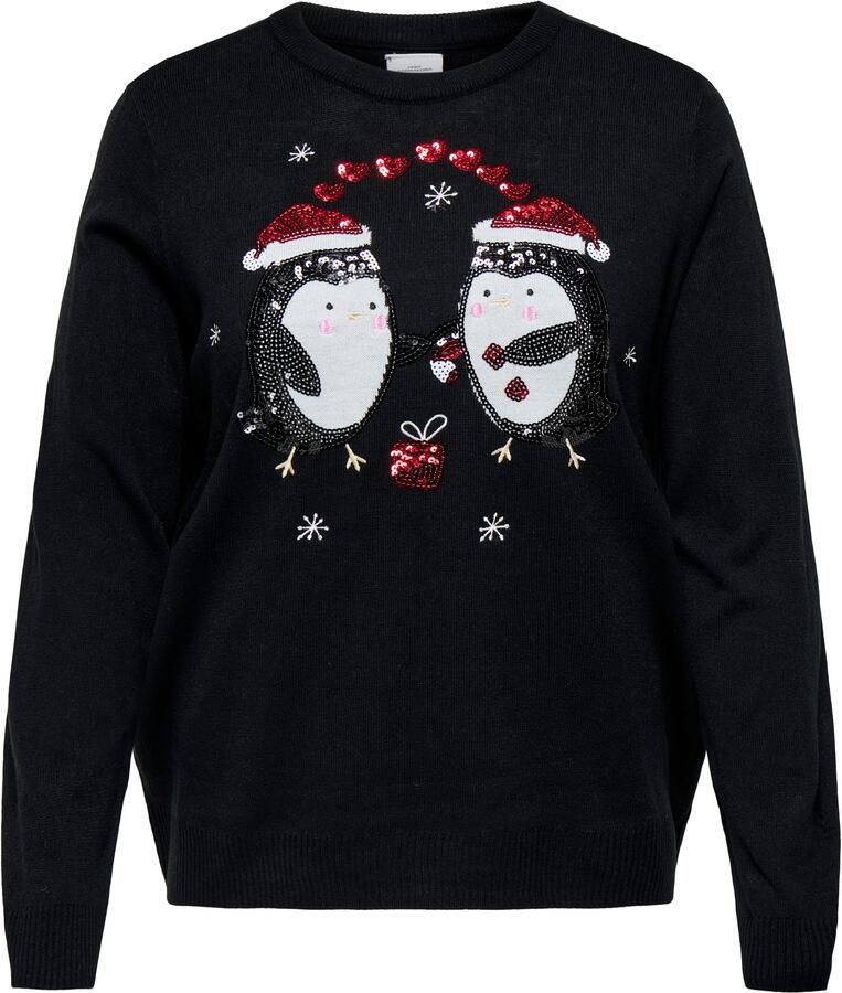 ONLY CARMAKOMA Kersttrui CARXMAS SHINE LS ONECK KNT