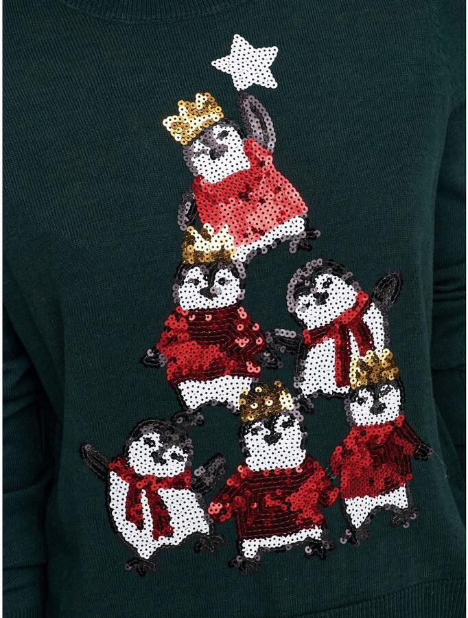Only Kersttrui ONLXMAS PENGUIN TREE LS O-NECK RP KNT - Foto 2