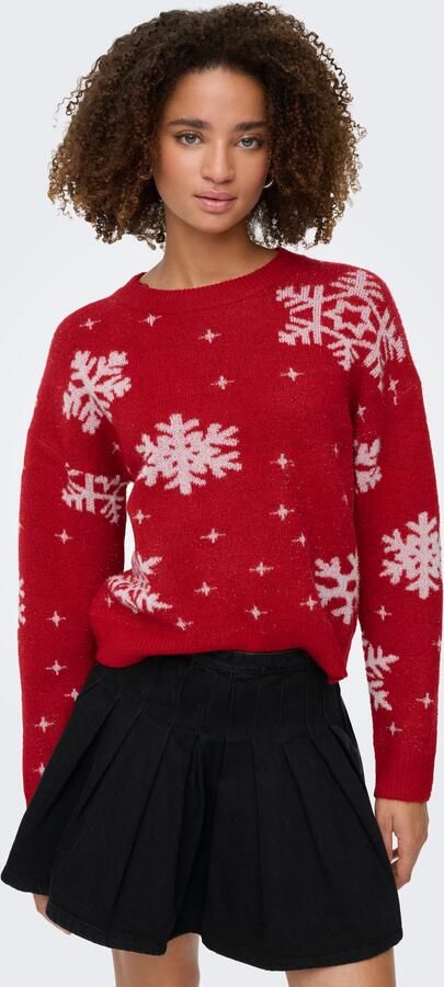 Only Kersttrui ONLXMAS ROLFA LS ONECK SNOWFLAKES KNT - Foto 6