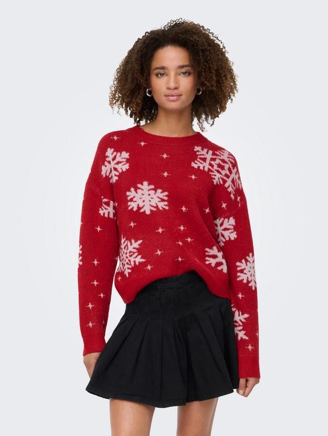 Only Kersttrui ONLXMAS ROLFA LS ONECK SNOWFLAKES KNT - Foto 2