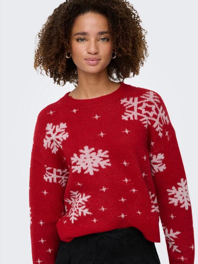 Only Kersttrui ONLXMAS ROLFA LS ONECK SNOWFLAKES KNT - Foto 5