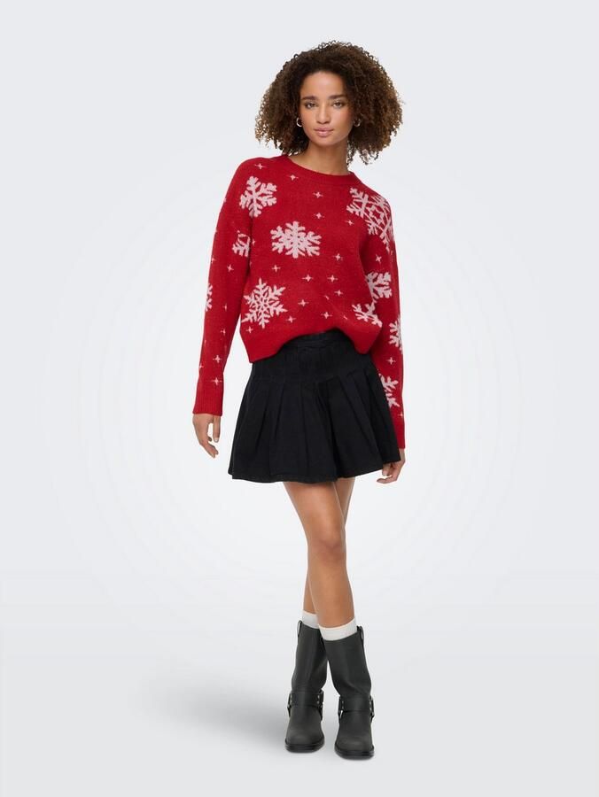 Only Kersttrui ONLXMAS ROLFA LS ONECK SNOWFLAKES KNT - Foto 3