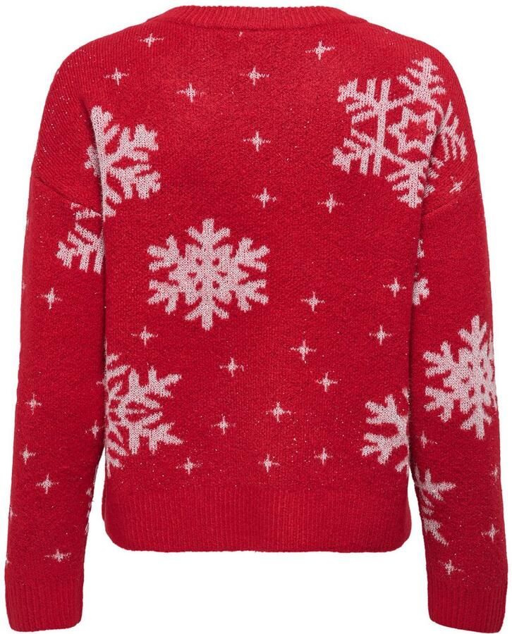 Only Kersttrui ONLXMAS ROLFA LS ONECK SNOWFLAKES KNT