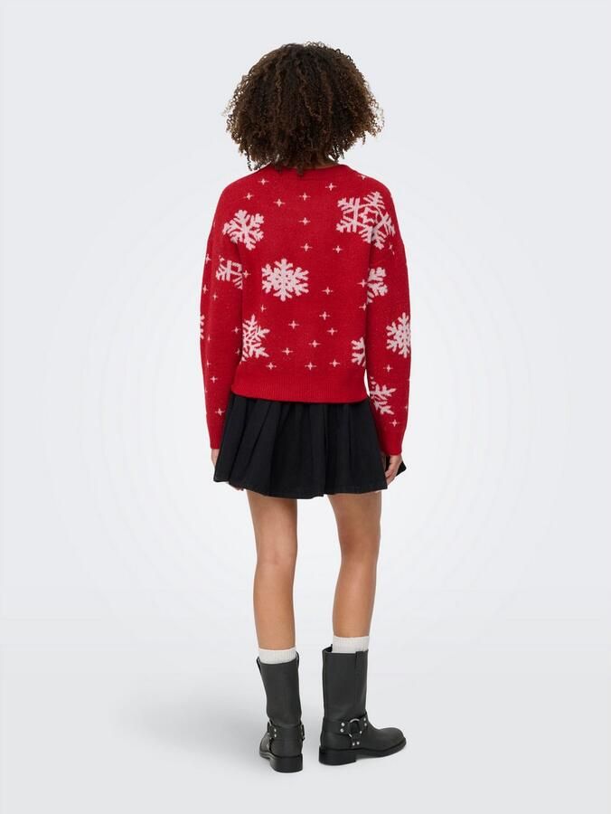Only Kersttrui ONLXMAS ROLFA LS ONECK SNOWFLAKES KNT - Foto 4