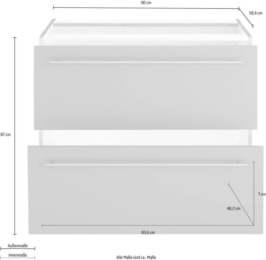 OPTIFIT Onderkast Bern 90 cm breed met 2 grote laden voor veel bergruimte