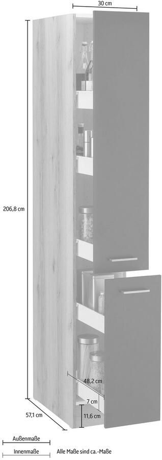 OPTIFIT Apothekerskast Iver Breedte 30 cm met 2 laden 5 legplanken - Foto 6