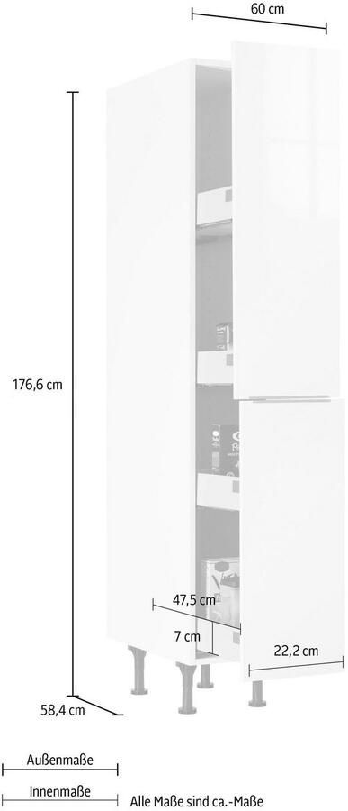 OPTIFIT Apothekerskast Tara met 2 volledig uittrekbare laden en 4 legplanken soft-closefunctie breedte 30 cm - Foto 2