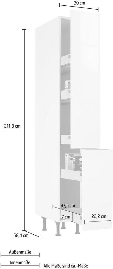 OPTIFIT Apothekerskast Tara met 2 volledig uittrekbare laden en 5 legplanken soft-closefunctie breedte 30 cm - Foto 2