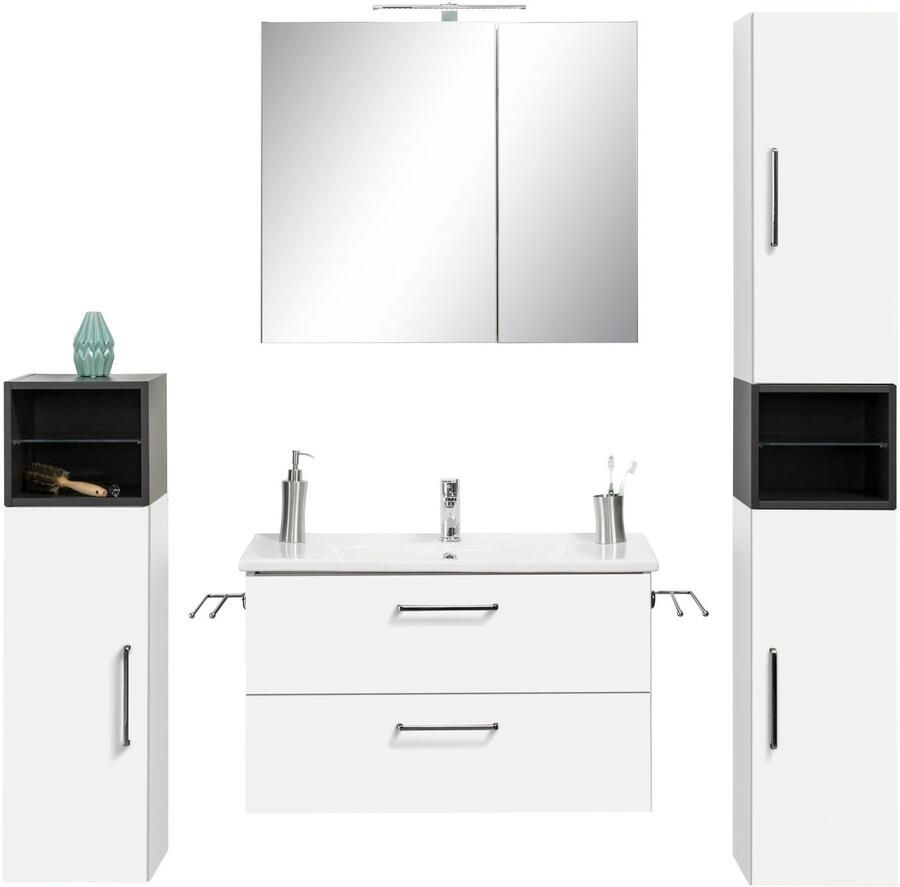 OPTIFIT Badkamerserie Napoli met contrastkleurige kastelement en soft-closefunctie (set)