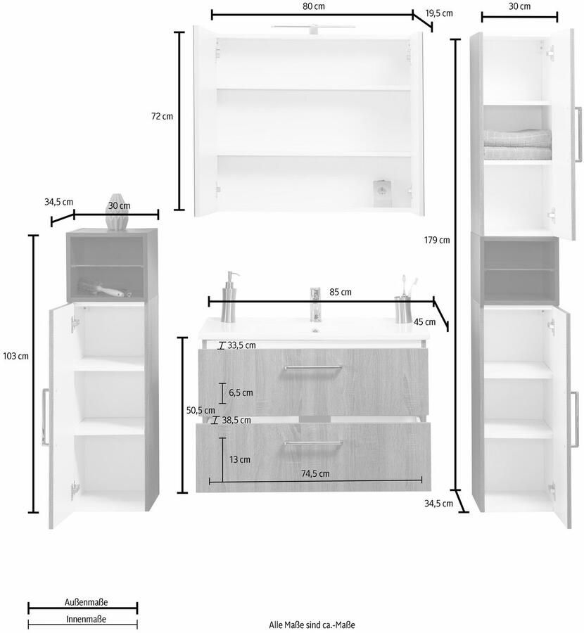 OPTIFIT Badkamerserie Napoli met contrastkleurige kastelement en soft-closefunctie (set) - Foto 3