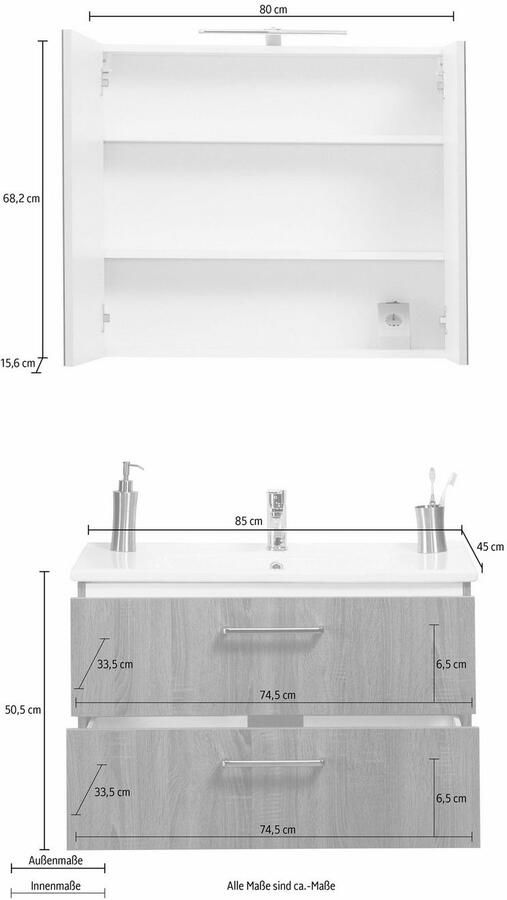 OPTIFIT Badkamerserie Napoli met soft-closefunctie breedte 85 cm (set) - Foto 2