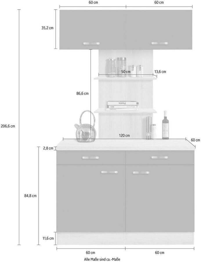 OPTIFIT Buffetkast Faro met metalen handgrepen breedte 120 cm - Foto 2