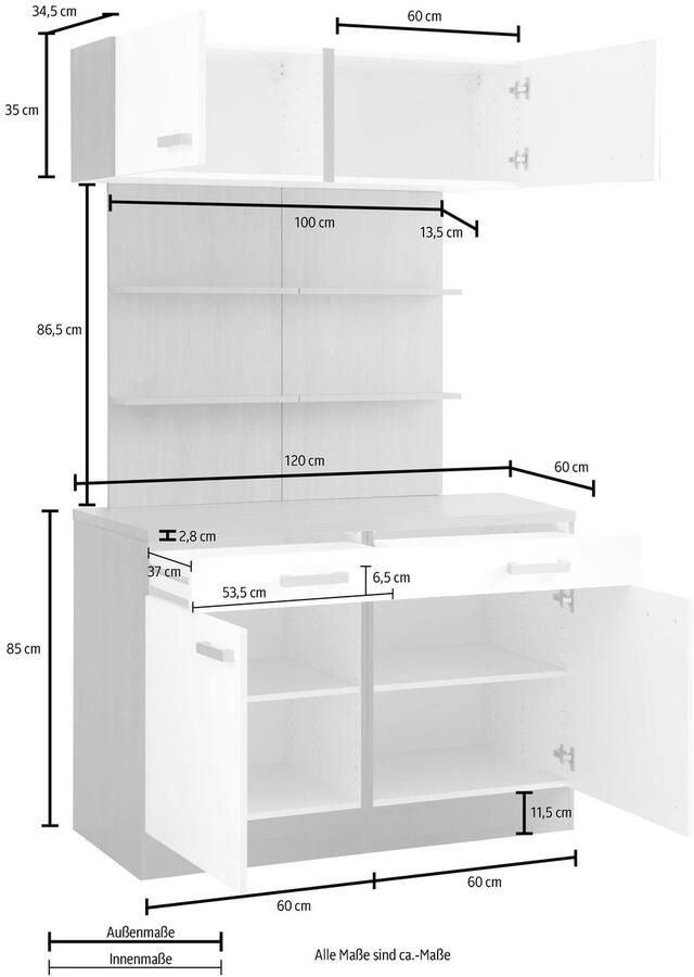 OPTIFIT Buffetkast Odense 120 cm breed voor veel bergruimte