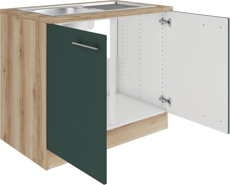 OPTIFIT Gootsteenkast Bella Breedte 100 cm met roestvrijstalen inbouwspoelbak - Foto 2