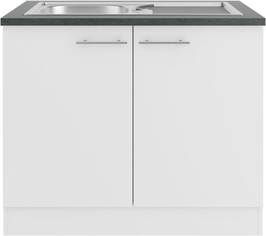 OPTIFIT Gootsteenkast Bella Breedte 100 cm met roestvrijstalen inbouwspoelbak