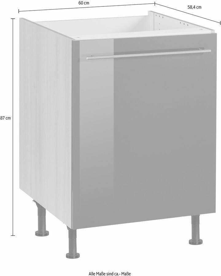 OPTIFIT Gootsteenkast Bern 60 cm breed met 1 deur met in hoogte verstelbare poten met metalen greep