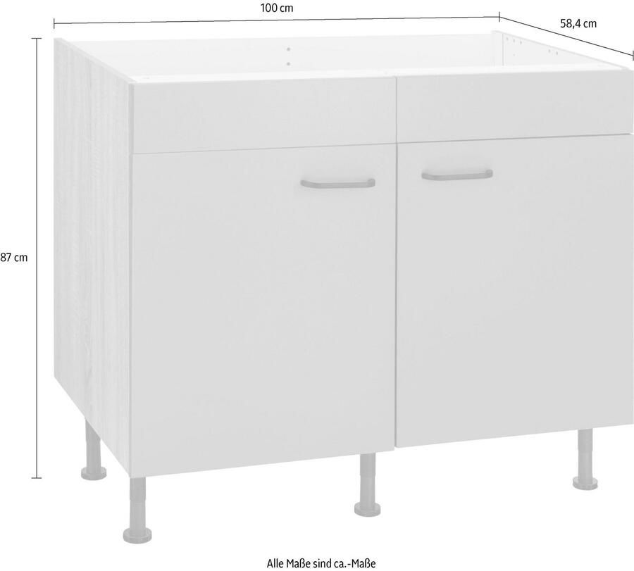 OPTIFIT Gootsteenkast Elga met soft-close-functie in hoogte verstelbare poten breedte 100 cm