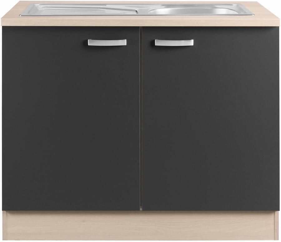 OPTIFIT Gootsteenkast Faro met metalen handgrepen breedte 100 cm - Foto 2