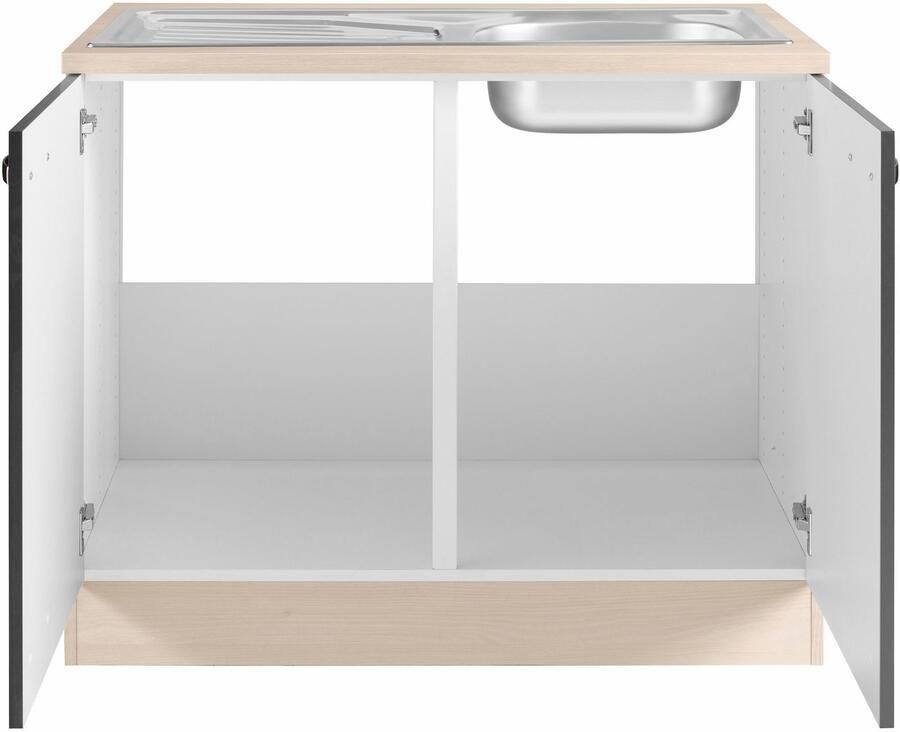 OPTIFIT Gootsteenkast Faro met metalen handgrepen breedte 100 cm - Foto 4
