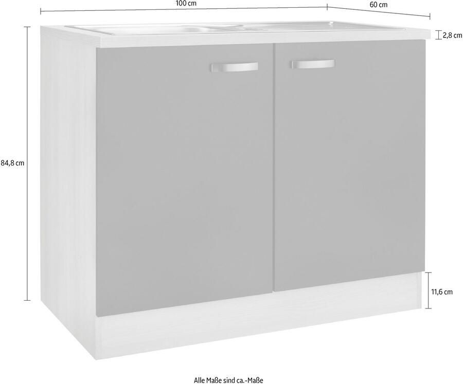 OPTIFIT Gootsteenkast Faro met metalen handgrepen breedte 100 cm - Foto 3