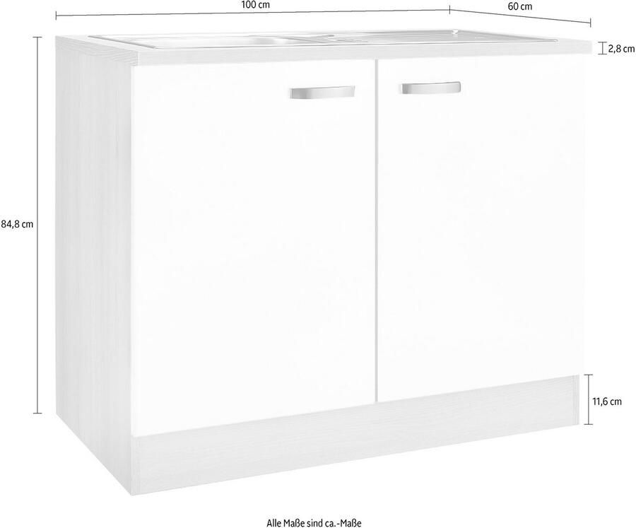 OPTIFIT Gootsteenkast Faro met metalen handgrepen breedte 100 cm