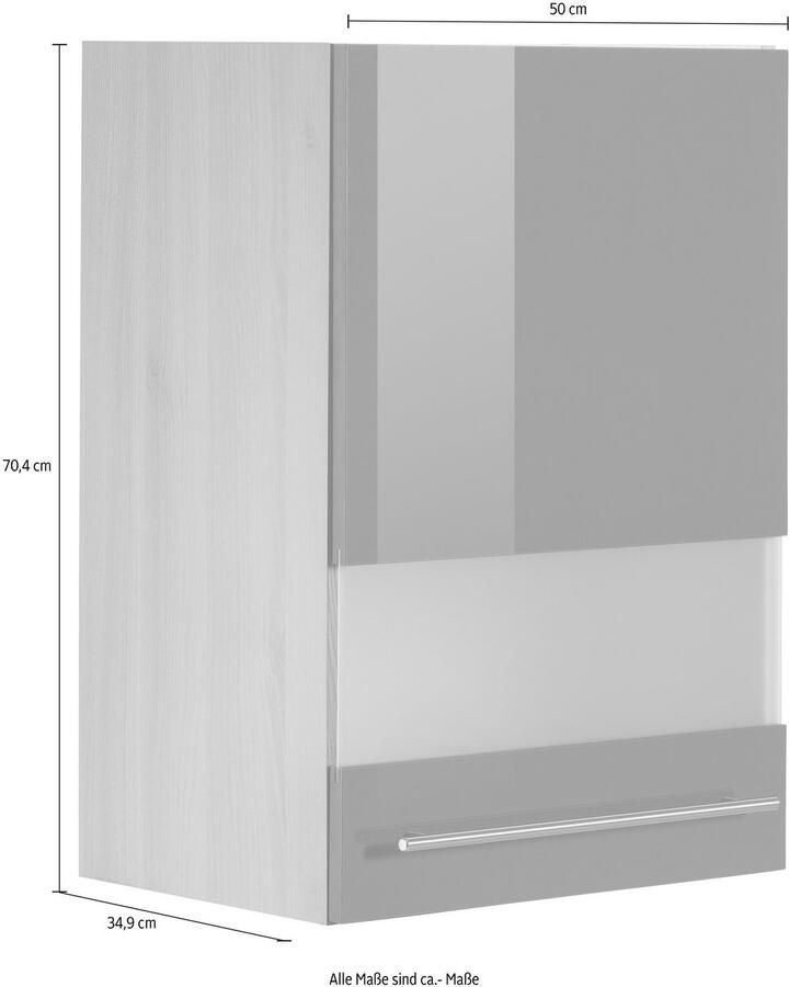 OPTIFIT Hangend kastje met glasdeur Bern Breedte 50 cm front met melkglas-inzet met metalen greep