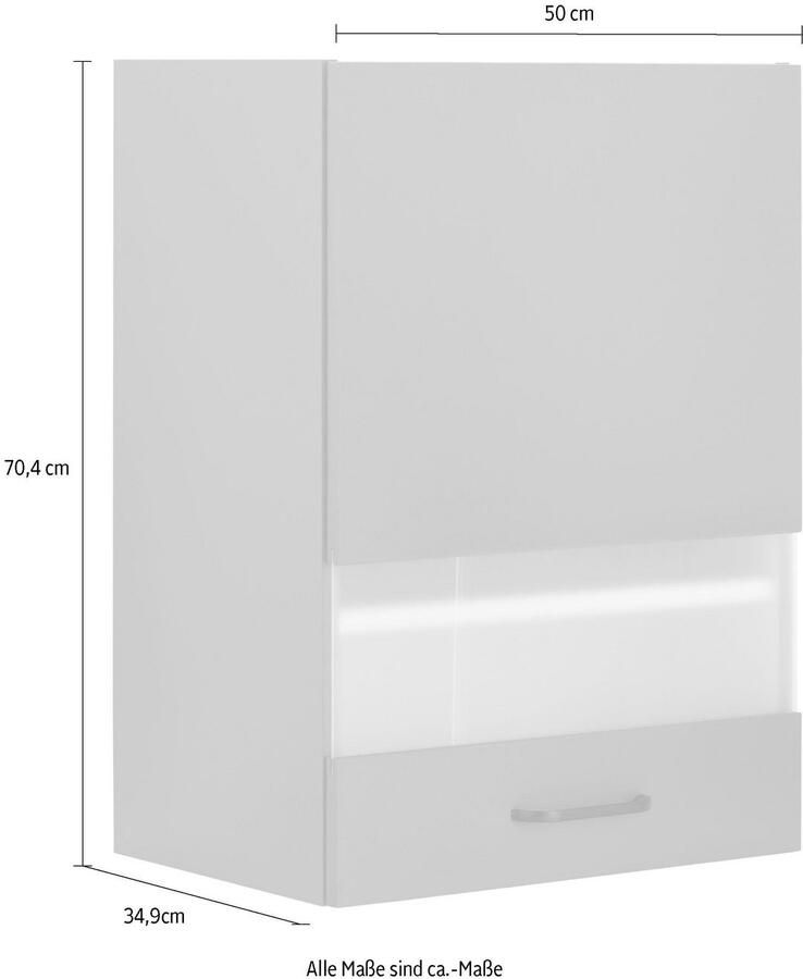 OPTIFIT Hangend kastje met glasdeur Elga met soft-closefunctie en metalen greep breedte 50 cm