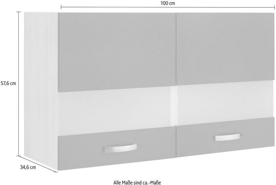 OPTIFIT Hangend kastje met glasdeur Faro met metalen handgrepen breedte 100 cm