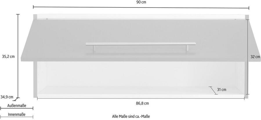 OPTIFIT Hangend kastje met klep Bern Breedte 90 cm 1 klep met metalen greep