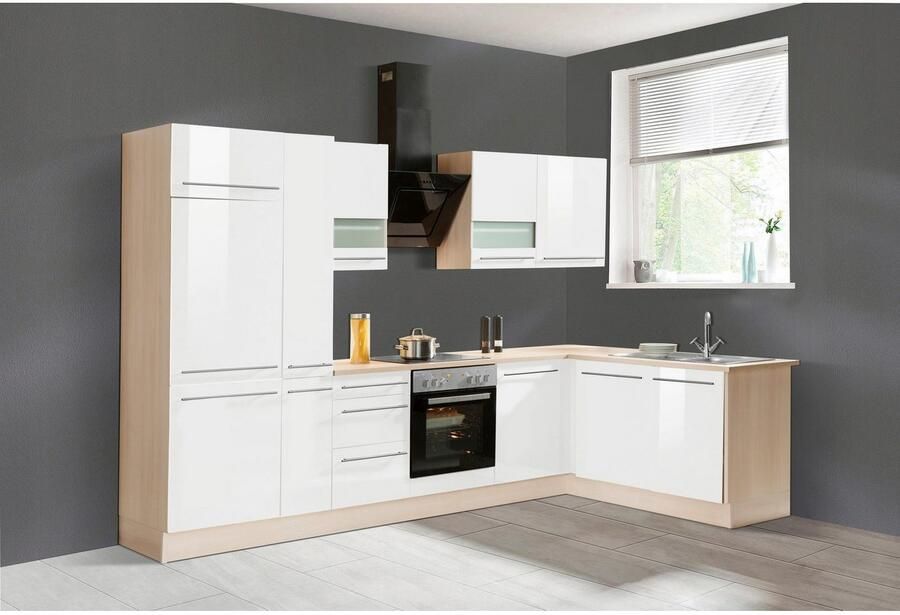 OPTIFIT Hoekkeuken Bern Breedte 315x175 cm naar keuze met elektrische apparaten verstelbare poten