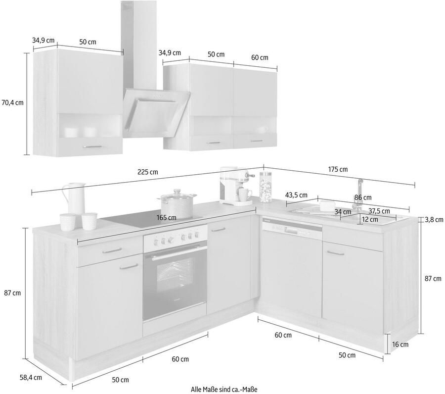 OPTIFIT Hoekkeuken Elga Premium keuken soft-close functie volledig uittrekbaar opstelbreedte 225x175cm - Foto 3