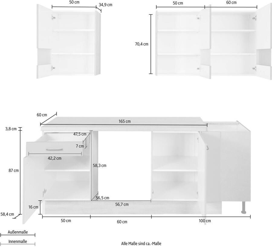 OPTIFIT Hoekkeuken Elga Premium keuken soft-close functie volledig uittrekbaar opstelbreedte 225x175cm - Foto 2