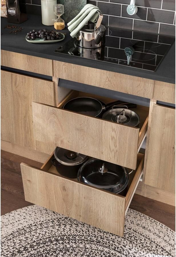 OPTIFIT Hoekkeuken Roth Afmetingen 300x175 cm naar keuze met elektrische apparaten met apothekerskast - Foto 7