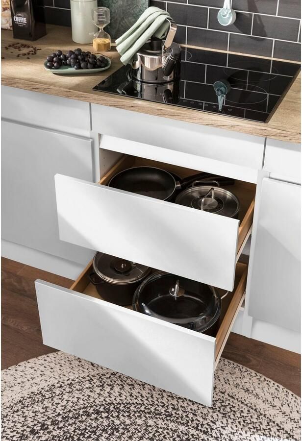 OPTIFIT Hoekkeuken Roth Afmetingen 300x175 cm naar keuze met elektrische apparaten met apothekerskast - Foto 4