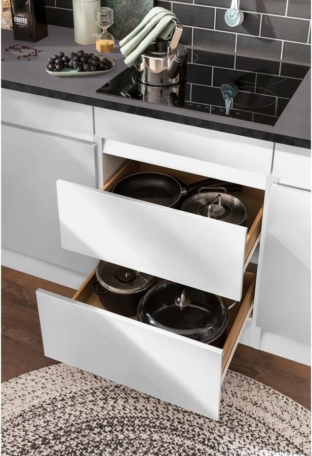 OPTIFIT Hoekkeuken Roth Afmetingen 300x175 cm naar keuze met elektrische apparaten met apothekerskast - Foto 5