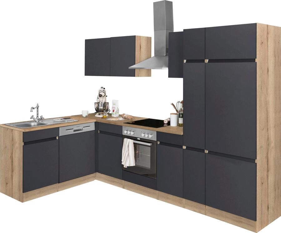 OPTIFIT Hoekkeuken Roth Afmetingen 300x175 cm naar keuze met elektrische apparaten met apothekerskast - Foto 9