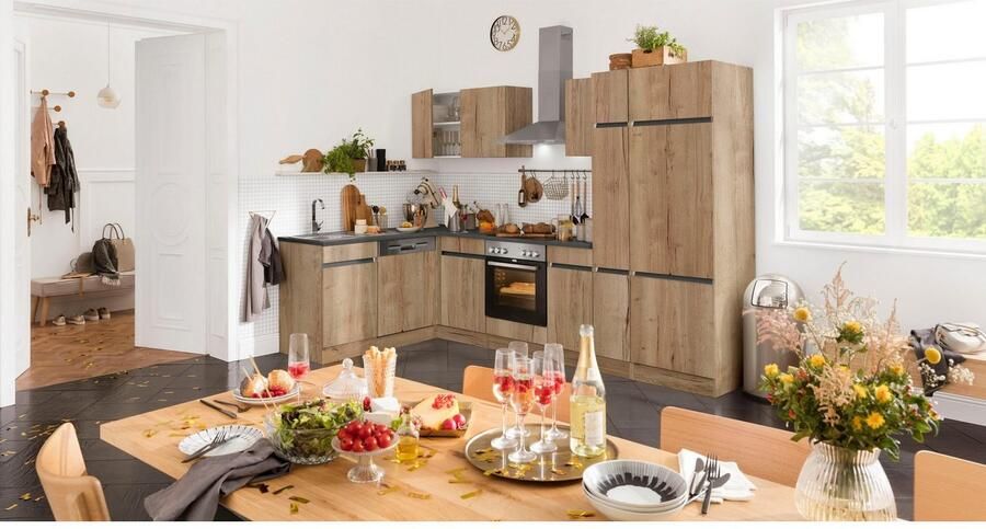 OPTIFIT Hoekkeuken Roth Afmetingen 300x175 cm naar keuze met elektrische apparaten met apothekerskast - Foto 7