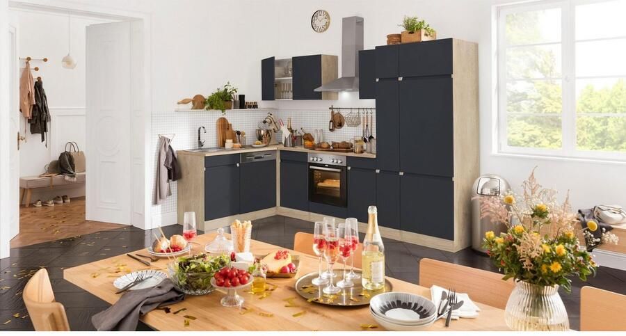 OPTIFIT Hoekkeuken Roth Afmetingen 300x175 cm naar keuze met elektrische apparaten met apothekerskast - Foto 7