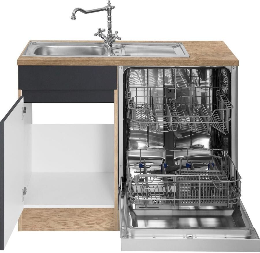 OPTIFIT Hoekkeuken Roth Afmetingen 300x175 cm naar keuze met elektrische apparaten met apothekerskast - Foto 2