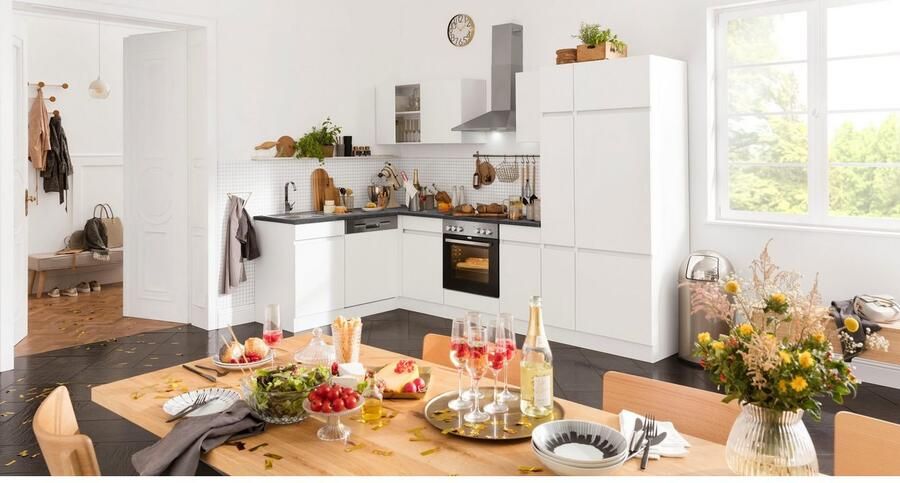 OPTIFIT Hoekkeuken Roth Afmetingen 300x175 cm naar keuze met elektrische apparaten met apothekerskast - Foto 7