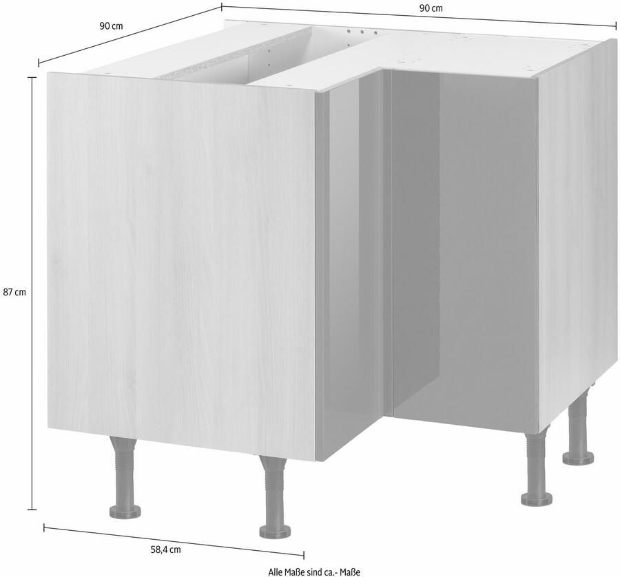 OPTIFIT Hoekonderkast Bern Breedte 90x90 cm met deur in hoogte verstelbare poten met metalen greep - Foto 1