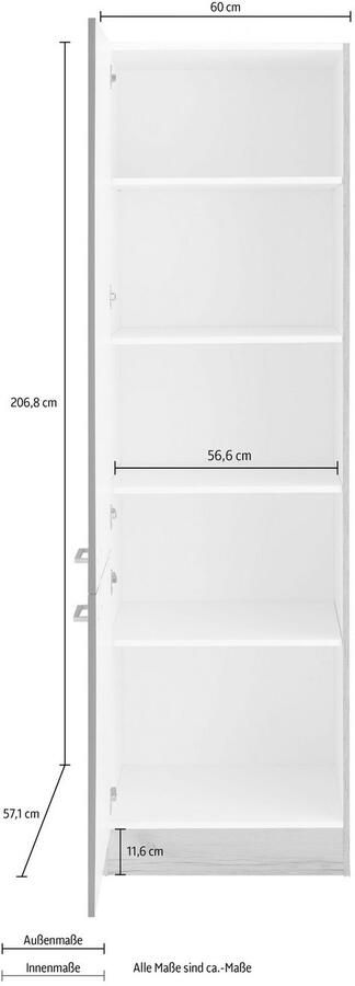 OPTIFIT Hoge kast Iver Breedte 60 cm met 4 planken voor veel bergruimte - Foto 6
