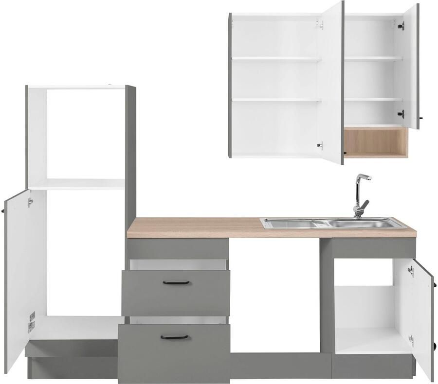 OPTIFIT Keukenblok Elga Premium keuken soft-close functie grote volledig uittrekbare lades breedte 230 cm - Foto 4